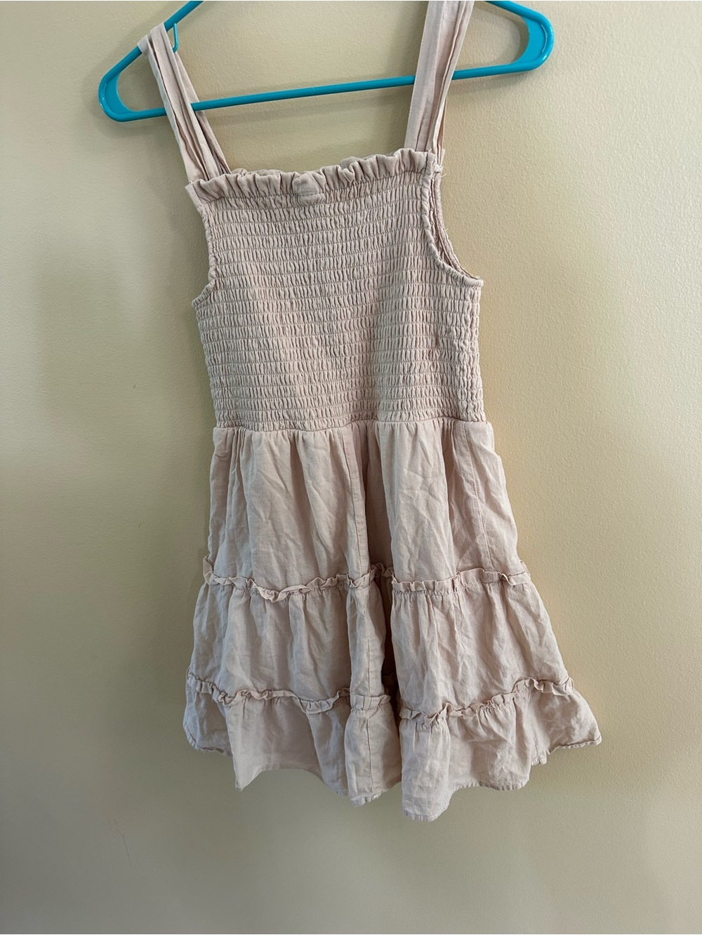 wild fable Light Beige Smocked Tiered Sundress